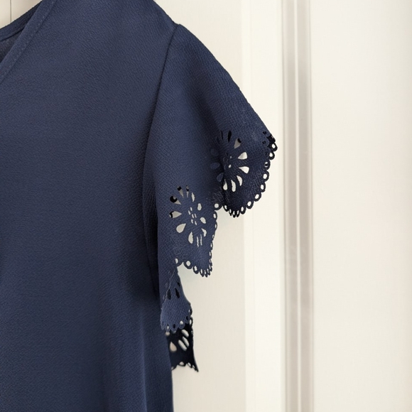 Full Moon Crepe Maternity Blouse with Scallop Sleeve - Picture 9 of 9